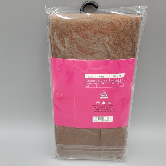 LA Moda Opaque Tights with Spandex in Taupe Color Queen Size With Panel - Picture 3 of 4